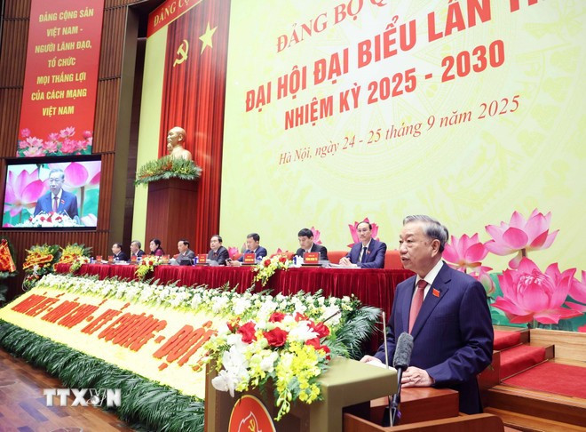 Tổng Bí thư Tô Lâm phát biểu chỉ đạo Đại hội đại biểu Đảng bộ Quốc hội lần thứ nhất. (Ảnh: Thống Nhất/TTXVN) Tổng Bí thư Tô Lâm phát biểu chỉ đạo Đại hội đại biểu Đảng bộ Quốc hội lần thứ nhất. (Ảnh: Thống Nhất/TTXVN)