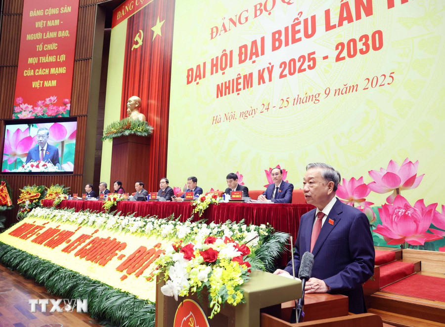 Tổng Bí thư Tô Lâm phát biểu chỉ đạo Đại hội đại biểu Đảng bộ Quốc hội lần thứ nhất. (Ảnh: Thống Nhất/TTXVN) Tổng Bí thư Tô Lâm phát biểu chỉ đạo Đại hội đại biểu Đảng bộ Quốc hội lần thứ nhất. (Ảnh: Thống Nhất/TTXVN)