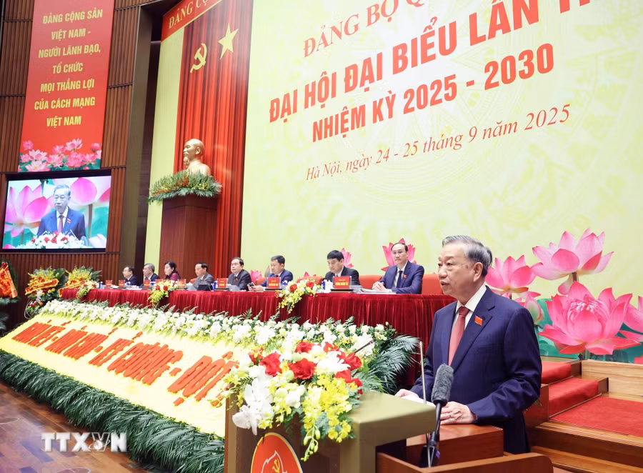 Tổng Bí thư Tô Lâm phát biểu chỉ đạo Đại hội đại biểu Đảng bộ Quốc hội lần thứ nhất. (Ảnh: Thống Nhất/TTXVN)