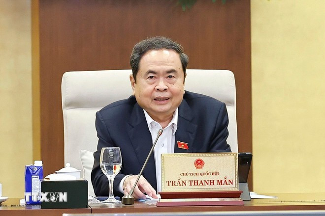 Chủ tịch Quốc hội Trần Thanh Mẫn phát biểu. Ảnh: Doãn Tấn/TTXVN