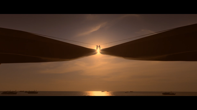 Cảnh phim trên Cầu Hôn (Phú Quốc) trong &quot;Vạn dặm yêu em.&quot; (Ảnh từ phim)