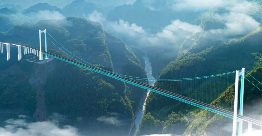 Cây cầu vượt hẻm núi Hoa Giang (Huajiang Grand Canyon) tại tỉnh Quý Châu, Tây Nam Trung Quốc. Ảnh: highestbridges.com cay-cau-cao-nhat.jpg