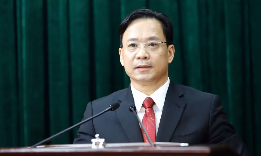 Ông Hoàng Văn Nghiệm - Bí thư Tỉnh ủy Sơn La phát biểu nhận nhiệm vụ.