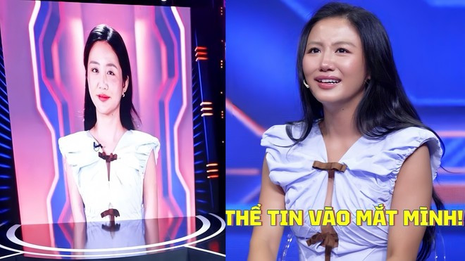 Biểu cảm ngỡ ngàng của các khách mời khi gặp bản sao AI của chính mình. (Ảnh: FPT Play) Biểu cảm ngỡ ngàng của các khách mời khi gặp bản sao AI của chính mình. (Ảnh: FPT Play)
