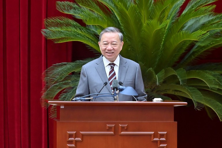 Tổng Bí thư Tô Lâm phát biểu tại hội nghị. (Ảnh: ĐĂNG KHOA) Tổng Bí thư Tô Lâm phát biểu tại hội nghị. (Ảnh: ĐĂNG KHOA)
