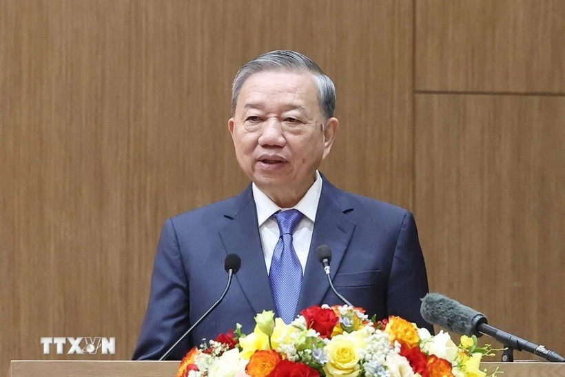 Tổng Bí thư Tô Lâm phát biểu. (Ảnh: Thống Nhất/TTXVN) tong-bi-thu.jpg
