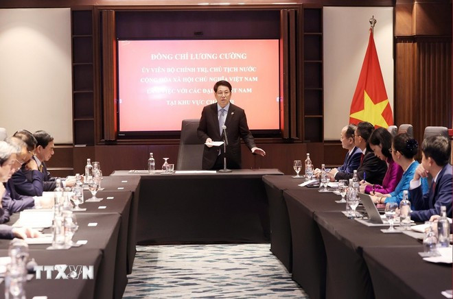 Chủ tịch nước Lương Cường phát biểu chỉ đạo. (Ảnh: Lâm Khánh/TTXVN) Chủ tịch nước Lương Cường phát biểu chỉ đạo. (Ảnh: Lâm Khánh/TTXVN)