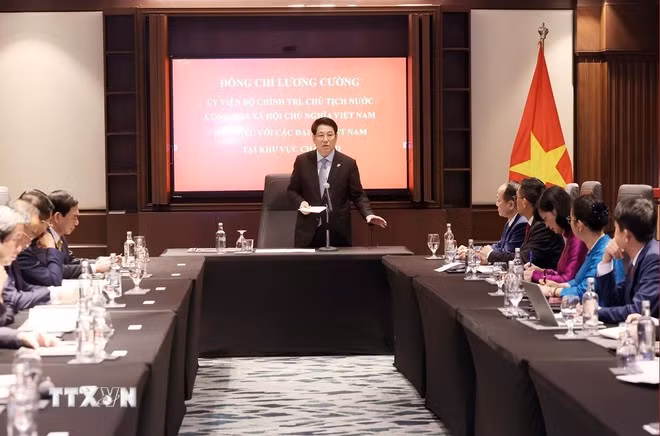 Chủ tịch nước Lương Cường phát biểu chỉ đạo. (Ảnh: Lâm Khánh/TTXVN)