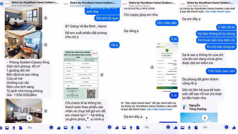 Loạt tin nhắn đặt phòng qua Facebook khiến người dân "mất tiền oan".