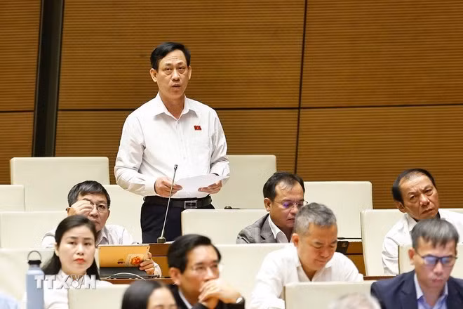 Đại biểu Quốc hội tỉnh Thanh Hóa Mai Văn Hải phát biểu. Ảnh: Doãn Tấn/TTXVN