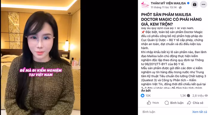 Bà Phan Thị Mai từng nhiều lần khẳng định chất lượng mỹ phẩm do Mailisa quảng bá