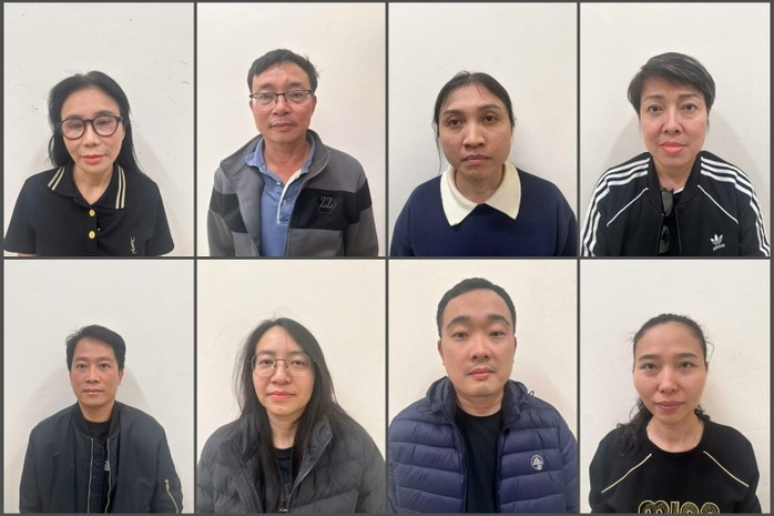 Phan Thị Mai và Hoàng Kim Khánh cùng các đối tượng trong vụ án bị khởi tố, bắt tạm giam. Ảnh: Bộ Công an