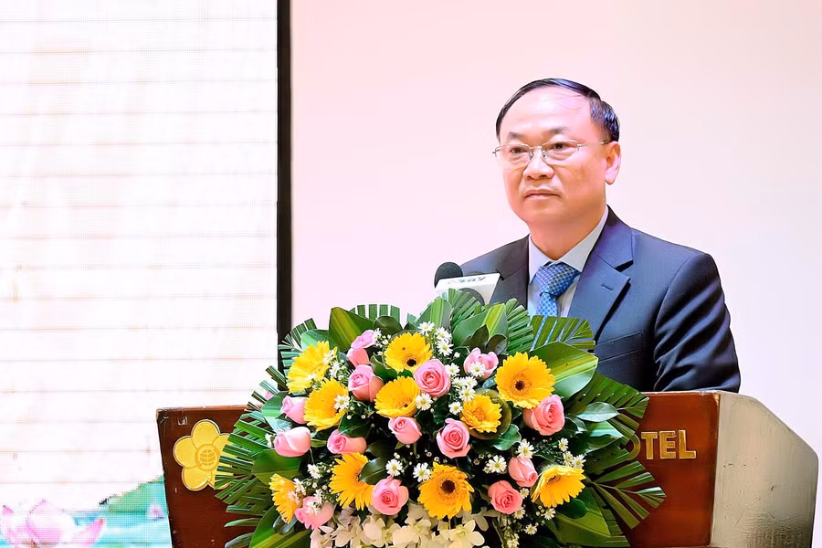 Bí thư Tỉnh ủy Thái Đại Ngọc phát biểu tại buổi gặp mặt. Ảnh: Đức Thụy