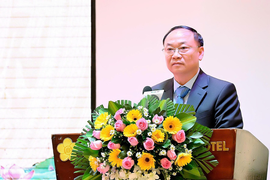 Bí thư Tỉnh ủy Thái Đại Ngọc phát biểu tại buổi gặp mặt. Ảnh: Đức Thụy