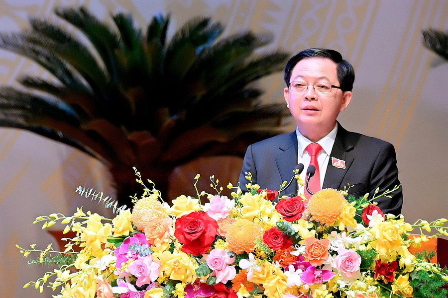 Bí thư Tỉnh ủy Gia Lai Hồ Quốc Dũng phát biểu khai mạc Đại hội. Ảnh: Đức Thụy pbkm.jpg