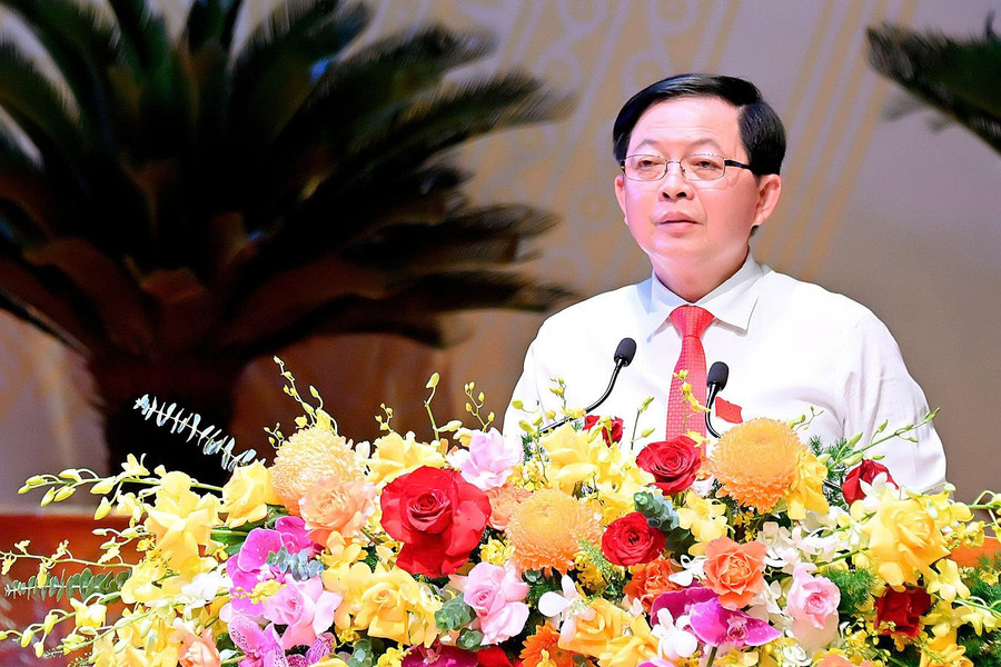 Đồng chí Hồ Quốc Dũng-Ủy viên Ban Chấp hành Trung ương Đảng, Bí thư Tỉnh ủy-chủ trì phiên trù bị. Ảnh: Đức Thụy tu.jpg