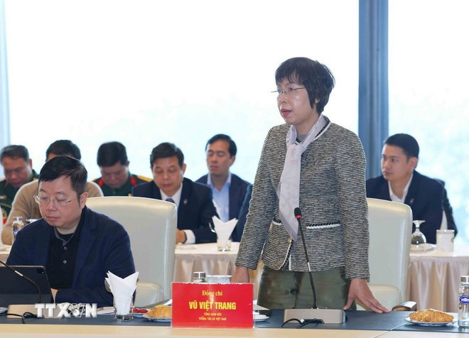 Tổng Giám đốc Thông tấn xã Việt Nam Vũ Việt Trang phát biểu. Ảnh: Phương Hoa/TTXVN