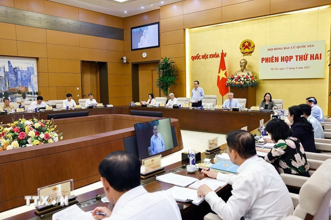 Quang cảnh Phiên họp thứ hai Hội đồng Bầu cử Quốc gia. (Ảnh: Doãn Tấn/TTXVN) Quang cảnh Phiên họp thứ hai Hội đồng Bầu cử Quốc gia. (Ảnh: Doãn Tấn/TTXVN)