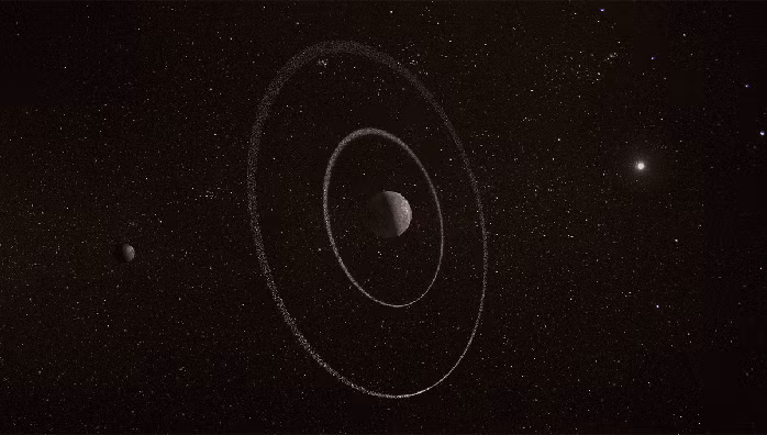 Quaoar cùng các mặt trăng và vành đai. Ảnh: ESA