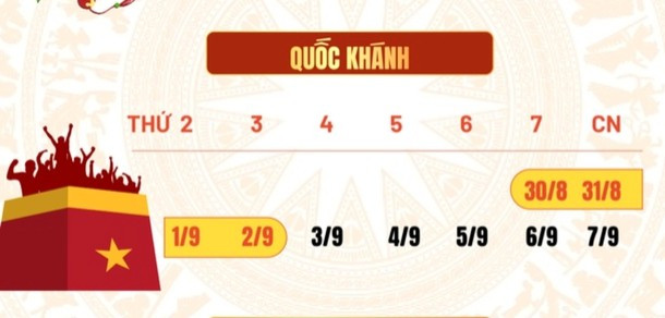 Công chức, viên chức được nghỉ 4 ngày dịp lễ Quốc khánh Công chức, viên chức được nghỉ 4 ngày dịp lễ Quốc khánh