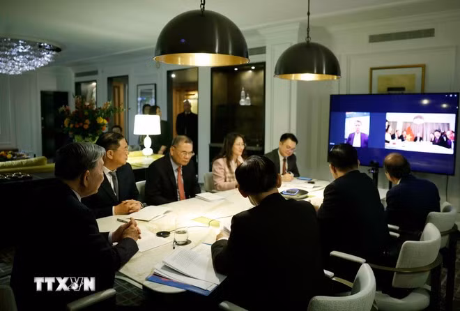 Tổng Bí thư Tô Lâm điện đàm với Thượng nghị sỹ Hoa Kỳ Bill Hagerty. (Ảnh: Thống Nhất/TTXVN)