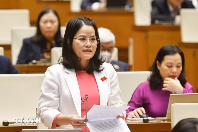 Đại biểu Quốc hội Thành phố Hồ Chí Minh Nguyễn Hoàng Bảo Trân phát biểu. Ảnh: Doãn Tấn/TTXVN
