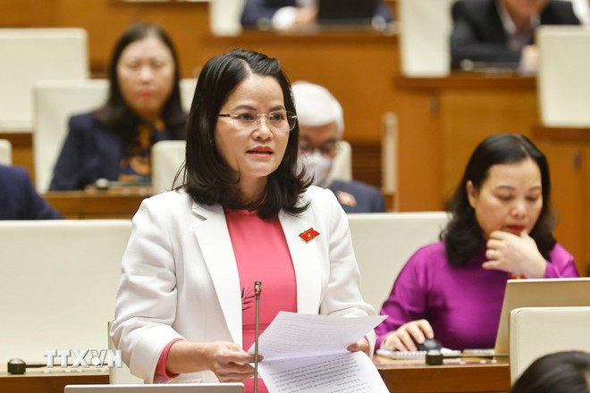 Đại biểu Quốc hội Thành phố Hồ Chí Minh Nguyễn Hoàng Bảo Trân phát biểu. Ảnh: Doãn Tấn/TTXVN