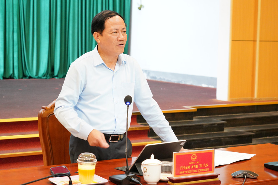 Chủ tịch UBND tỉnh Phạm Anh Tuấn phát biểu kết luận tại buổi làm việc. Ảnh: N.H 6.jpg