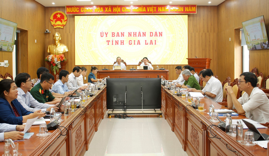 Các đại biểu dự Hội nghị tại điểm cầu UBND tỉnh Gia Lai. Ảnh: N.H 1.jpg