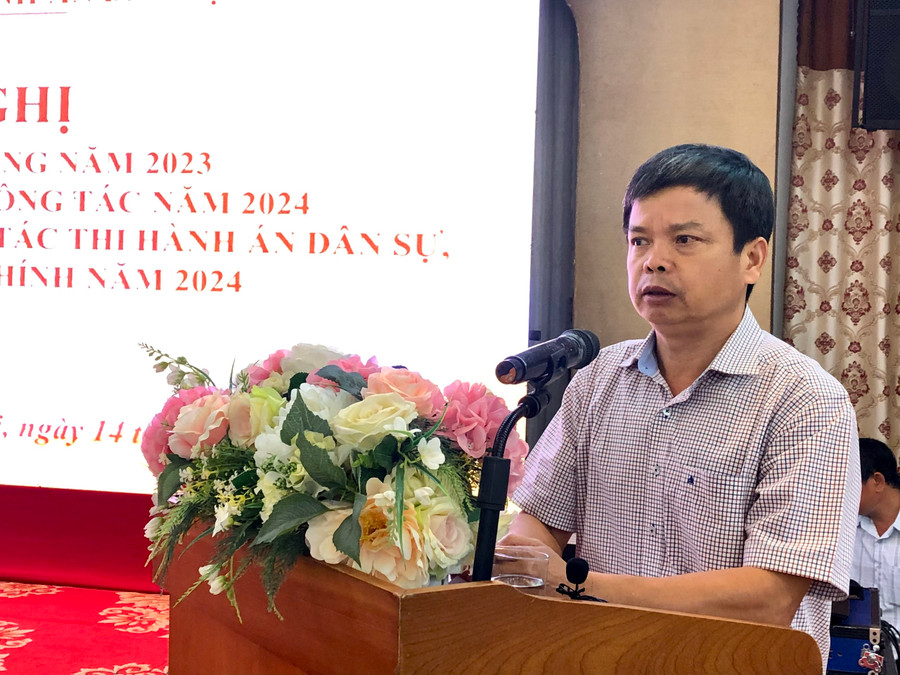 Phó Chủ tịch UBND tỉnh Nguyễn Hữu Quế-Trưởng ban Chỉ đạo THADS tỉnh phát biểu chỉ đạo Hội nghị. Ảnh: Lê Nam