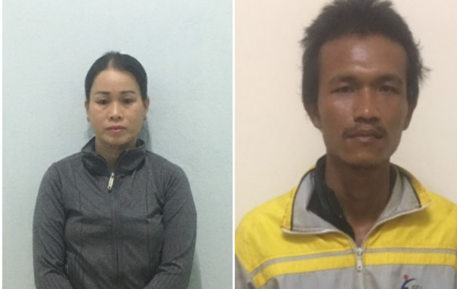 Đối tượng Nguyễn Thị Hằng (bìa trái) và Trần Minh Trọng bị bắt giữ vì trốn thi hành án. Ảnh: Lê Anh