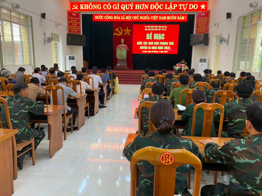 Quang cảnh lễ bế mạc diễn tập khu vực phòng thủ huyện Ia Grai năm 2023. Ảnh: Phương Lộc