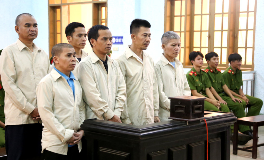 Các bị cáo tại phiên tòa. Ảnh: Hữu Trường