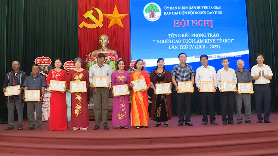 Các tập thể, cá nhân có thành tích xuất sắc trong phong trào "Người cao tuổi làm kinh tế giỏi" được tặng giấy khen của Chủ tịch UBND huyện. Ảnh: Phương Lộc Các tập thể, cá nhân có thành tích xuất sắc trong phong trào "Người cao tuổi làm kinh tế giỏi" được tặng giấy khen của Chủ tịch UBND huyện. Ảnh: Phương Lộc