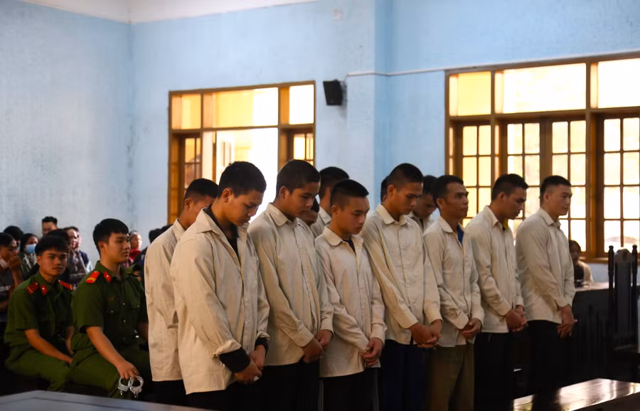 Các bị cáo tại phiên tòa. Ảnh: Bảo Hân