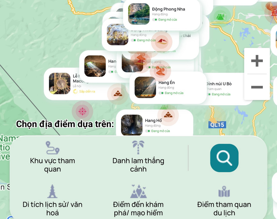 Giao diện bản đồ số du lịch Quảng Bình. Ảnh: Lê Phi Long/Báo Lao Động Giao diện bản đồ số du lịch Quảng Bình. Ảnh: Lê Phi Long/Báo Lao Động