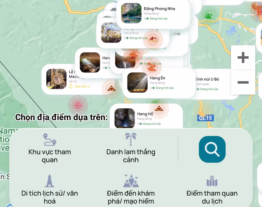 Giao diện bản đồ số du lịch Quảng Bình. Ảnh: Lê Phi Long/Báo Lao Động