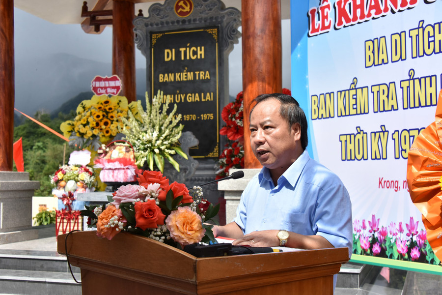 Phó Bí thư Thường trực Tỉnh ủy, Trưởng đoàn đại biểu Quốc hội tỉnh phát biểu tại buổi lễ. Ảnh: Đức Thụy