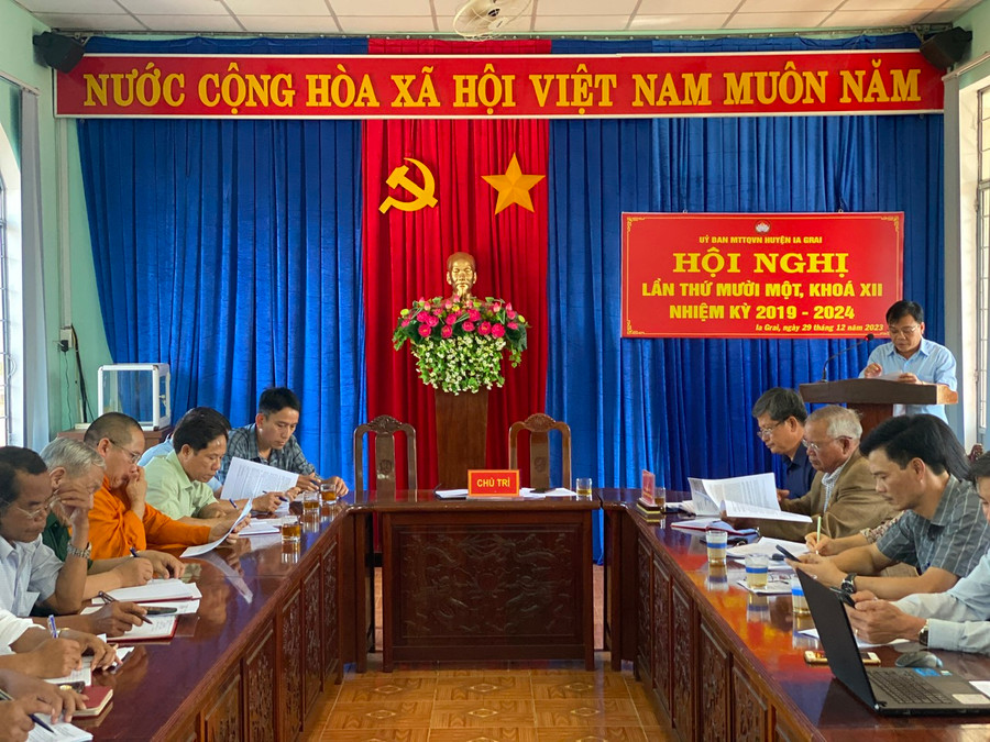 Quang cảnh hội nghị tổng kết công tác Mặt trận năm 2023 huyện Ia Grai. Ảnh: Phương Lộc