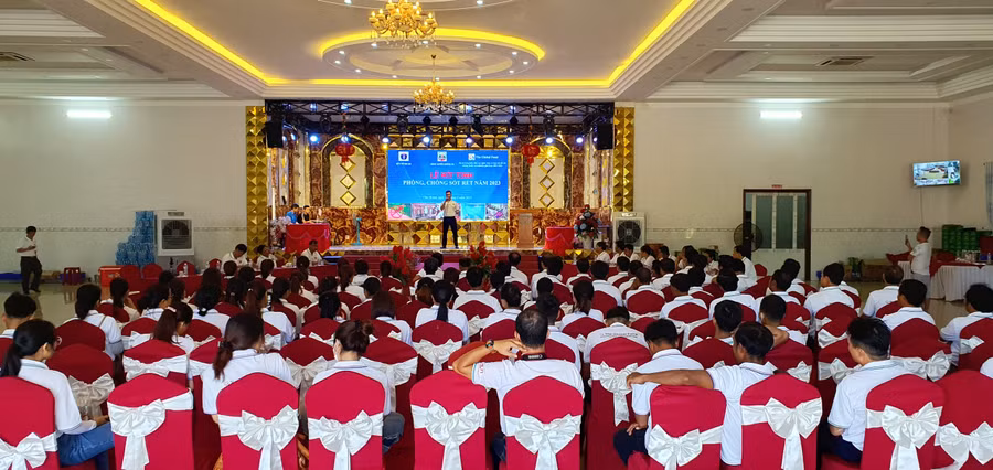 Quang cảnh lễ mít tinh tại huyện Krông Pa. Ảnh: Quang Ngọc