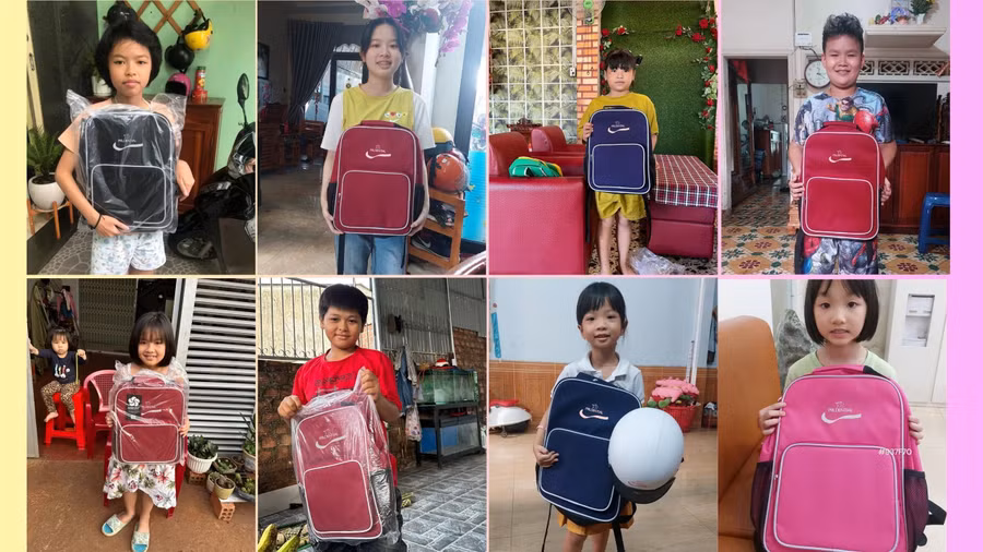 300 ba lô được Prudential trao đến con em của khách hàng có thành tích học tập xuất sắc năm học 2022-2023. Ảnh đơn vị cung cấp