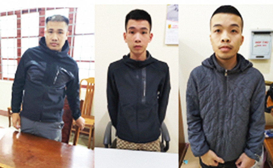 Các đối tượng (từ trái qua): Sỹ, Ngọc, Đức tại Cơ quan Điều tra. Ảnh: Công an tỉnh Gia Lai