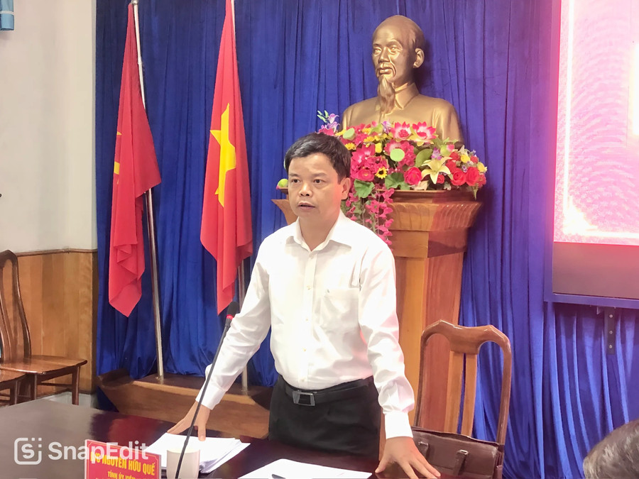 Đồng chí Nguyễn Hữu Quế-Phó Chủ tịch UBND tỉnh, Phó Trưởng ban Chỉ đạo phát biểu tại buổi làm việc. Ảnh: Lê Nam