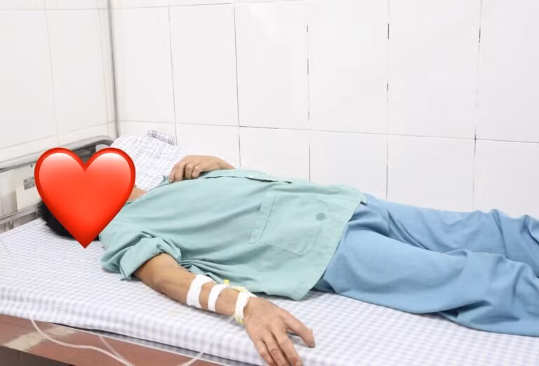 Bệnh nhân K. lúc mới nhập viện. Ảnh: Bệnh viện cung cấp