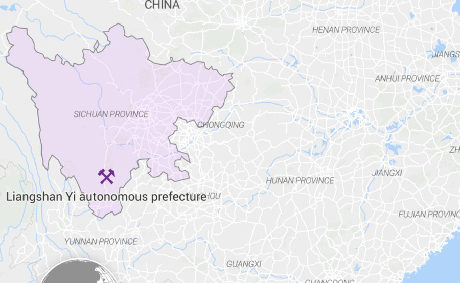 Vị trí châu tự trị dân tộc Di Lương Sơn (Liangshan Yi autonomous prefecture) thuộc tỉnh Tứ Xuyên (Sichuan), tây nam Trung Quốc. Ảnh chụp màn hình SCMP Vị trí châu tự trị dân tộc Di Lương Sơn (Liangshan Yi autonomous prefecture) thuộc tỉnh Tứ Xuyên (Sichuan), tây nam Trung Quốc. Ảnh chụp màn hình SCMP