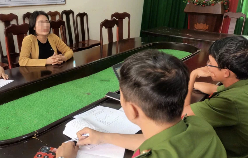 Đỗ Thị Thúy tại cơ quan điều tra. Ảnh B.H