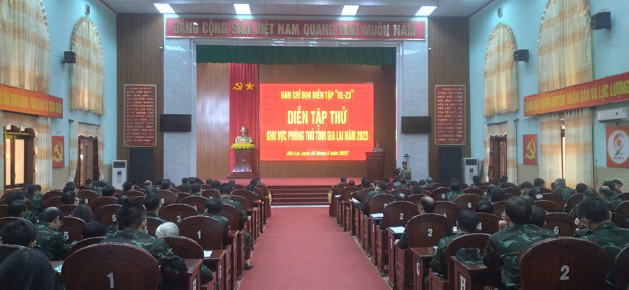 Quang cảnh buổi diễn tập thử khu vực phòng thủ tỉnh Gia Lai năm 2023. Ảnh: Lê Anh