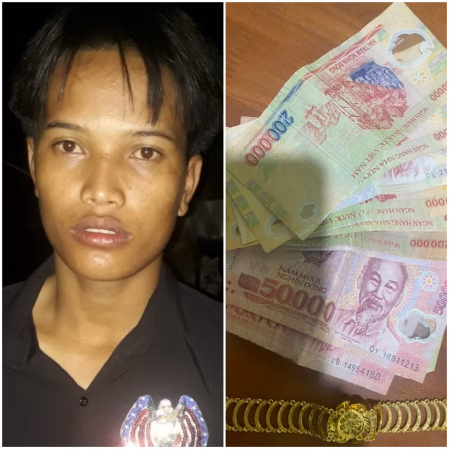 Đối tượng Xên cùng tang vật vụ án. Ảnh: Lê Anh