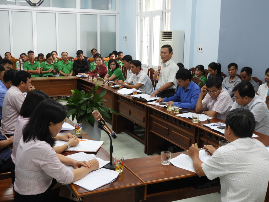 Lãnh đạo các tổ chức chính trị-xã hội huyện tham gia ý kiến tại hội nghị. Ảnh Thanh Nhật