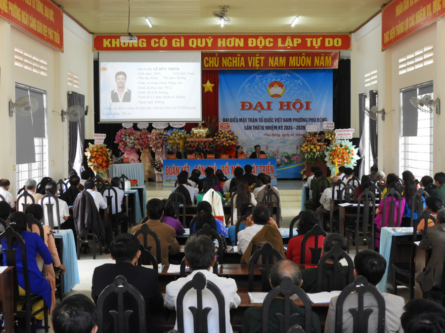 Quang cảnh Đại hội đại biểu MTTQ Việt Nam phường Phù Đổng lần thứ IV (nhiệm kỳ 2024-2029). Ảnh Thanh Nhật Quang cảnh Đại hội đại biểu MTTQ Việt Nam phường Phù Đổng lần thứ IV (nhiệm kỳ 2024-2029). Ảnh Thanh Nhật